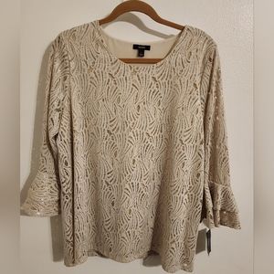 Alafani NWT Cream Sparkly Blouse
